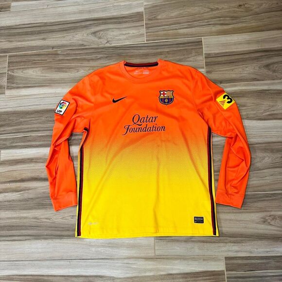 Nike Other - Orange and yellow Nike Barcelona football 2012/2013  away long sleeve jersey